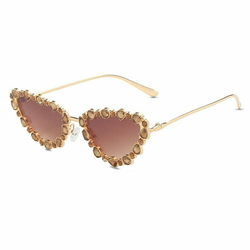 Y2K Crystal Cat Eye Sunglasses - Retro 90s Fashion, Grunge, and Hip Hop Style