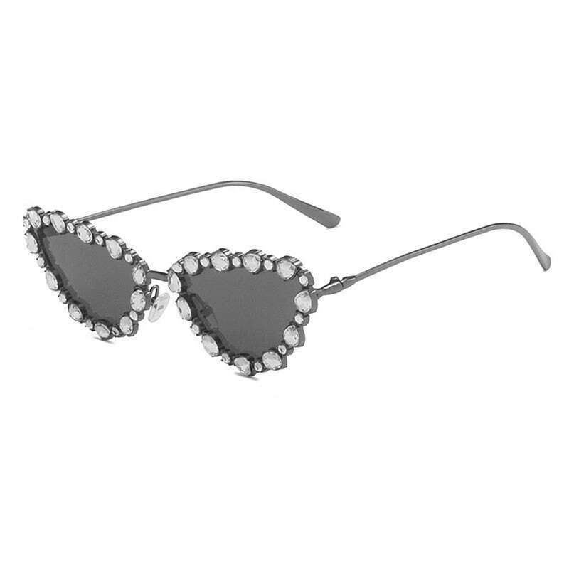 Y2K Crystal Cat Eye Sunglasses - Retro 90s Fashion, Grunge, and Hip Hop Style