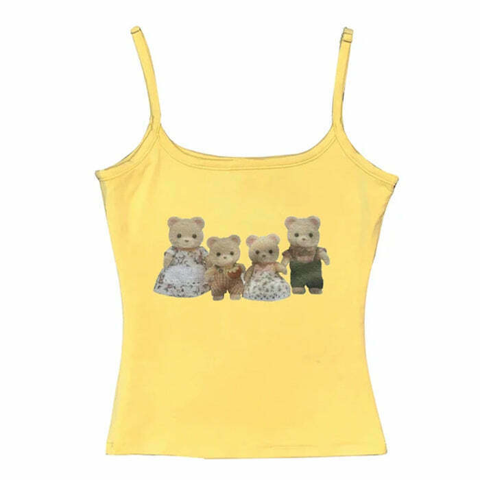 Y2K Cute Bears Tank Top - Retro 90s Grunge Summer Outfit, Y2K Fashion, Baby Tees