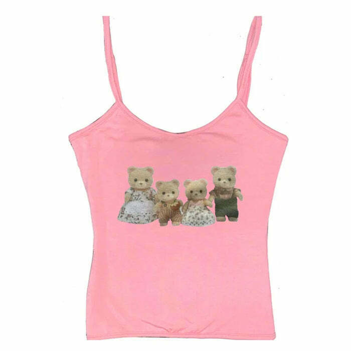 Y2K Cute Bears Tank Top - Retro 90s Grunge Summer Outfit, Y2K Fashion, Baby Tees