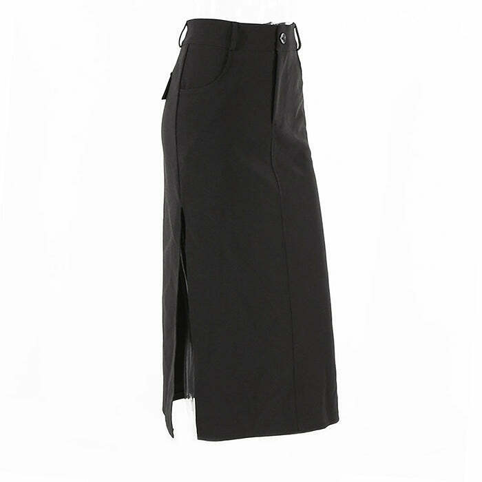 Y2K Dark Grunge Aesthetic Long Skirt - Retro 90s Fashion, Gothic Y2K, Summer Y