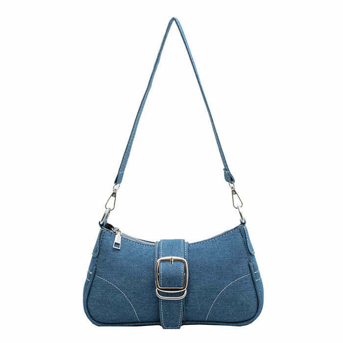 Y2K Denim Baguette Bag - 90s Grunge, Retro Y2K Fashion, Summer Outfits,