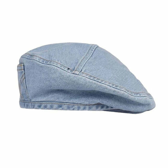 Y2K Denim Beret Hat - Retro 90s Grunge Fashion, Y2K Summer & Party Outfits Access