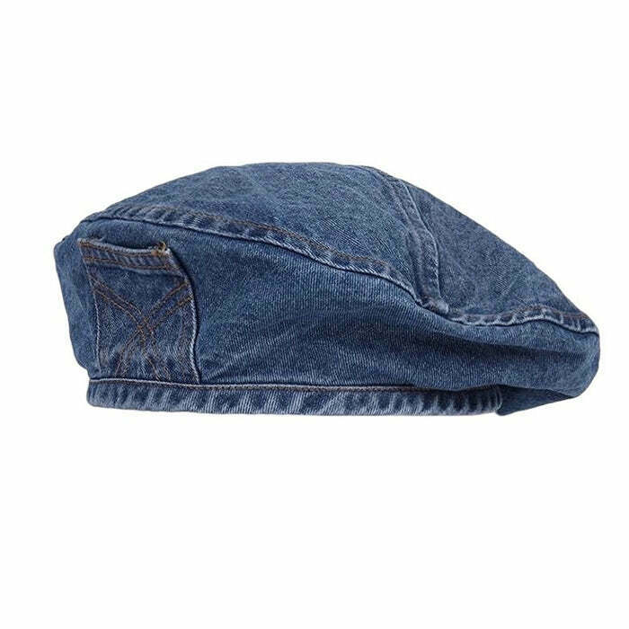 Y2K Denim Beret Hat - Retro 90s Grunge Fashion, Y2K Summer & Party Outfits Access