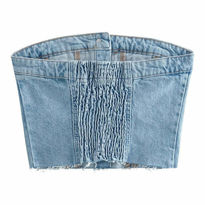 Y2K Denim Corset Top - 90s Grunge, Retro Style, Y2K Summer Outfits, Baby