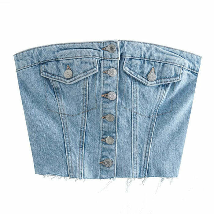 Y2K Denim Corset Top - 90s Grunge, Retro Style, Y2K Summer Outfits, Baby