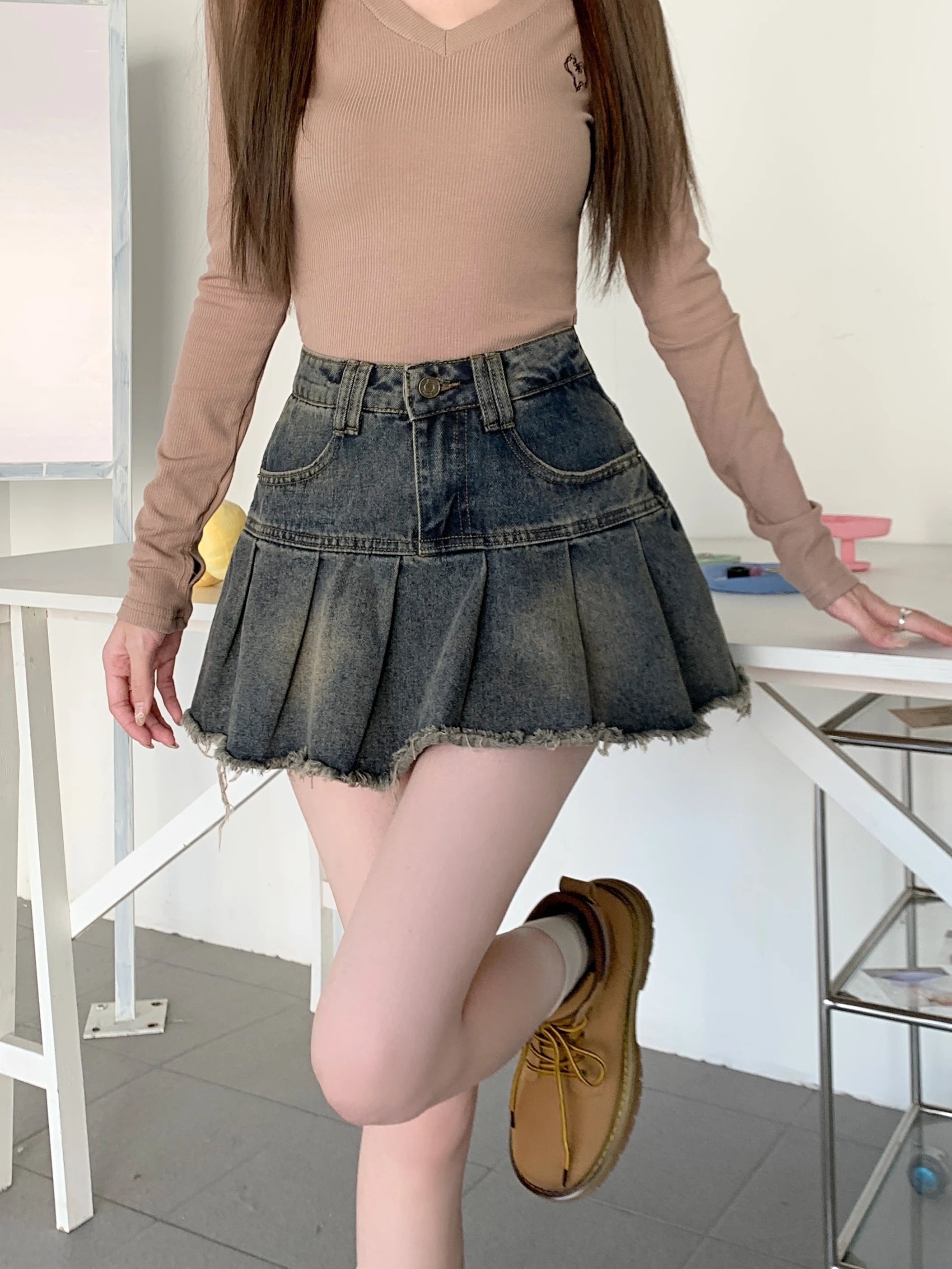 Y2K Denim High Waist Mini Skirt - 90s Grunge, Retro Summer Outfit, Y2K Party &