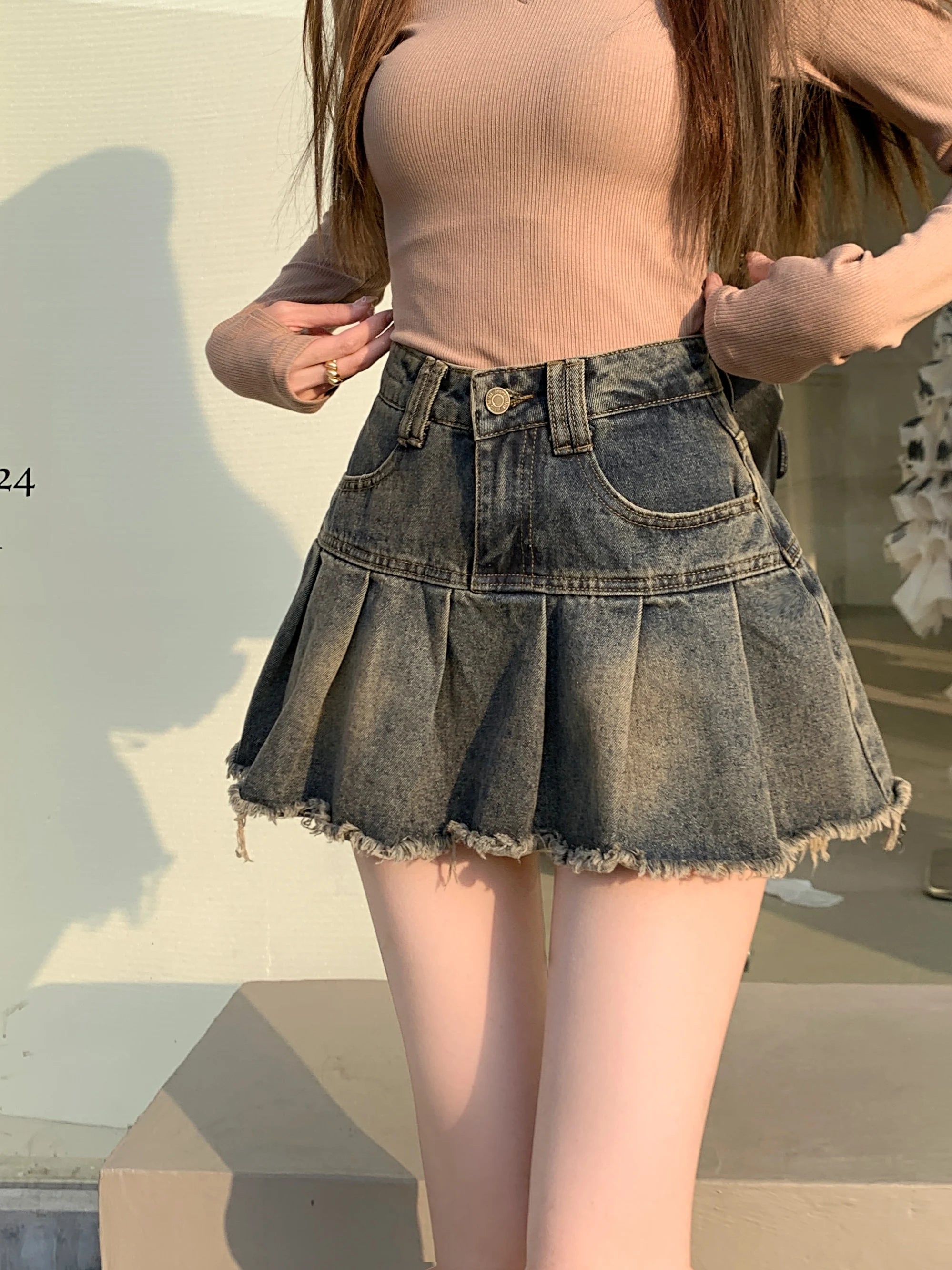 Y2K Denim High Waist Mini Skirt - 90s Grunge, Retro Summer Outfit, Y2K Party &