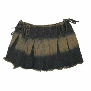 Y2K Denim Pleated Retro Skirt - 90s Grunge, Summer Outfits, Y2K Fashion Essentials