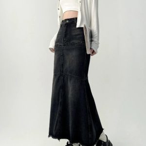 Y2K Denim Skirt - Retro 90s Grunge, Summer Outfits, Y2K Party & Club Fashion