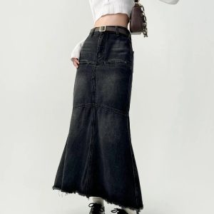 Y2K Denim Skirt - Retro 90s Grunge, Summer Outfits, Y2K Party & Club Fashion