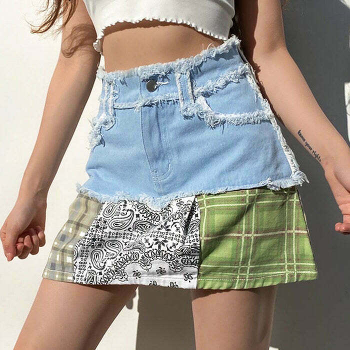 Y2K Denim Skirt - Retro 90s Grunge, Summer Outfits, Y2K Party & Club Fashion