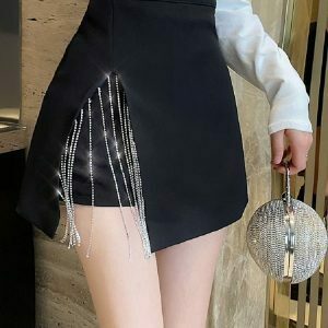 Y2K Diamond Chain Mini Skirt - 90s Grunge, Retro, Summer, Party, and Club Outfits