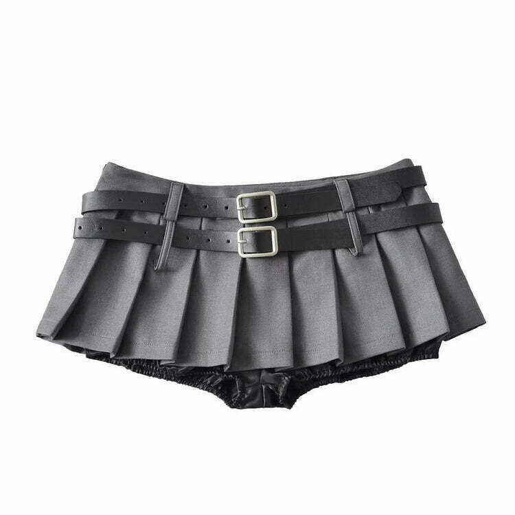 Y2K Double-Belt Extreme Micro Skirt - 90s Grunge, Retro, Pastel Goth, and Summer