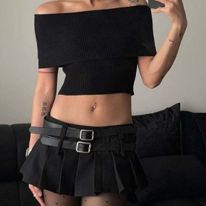 Y2K Double-Belt Extreme Micro Skirt - 90s Grunge, Retro, Pastel Goth, and Summer