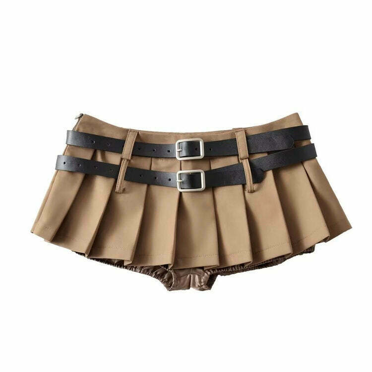 Y2K Double-Belt Extreme Micro Skirt - 90s Grunge, Retro, Pastel Goth, and Summer