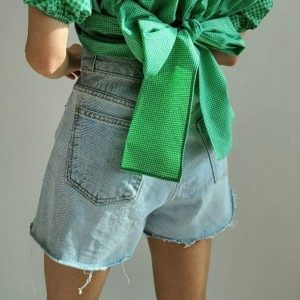 Y2K Double Button Jean Shorts - 90s Grunge, Retro Summer Outfits, Y2K Fashion Essentials