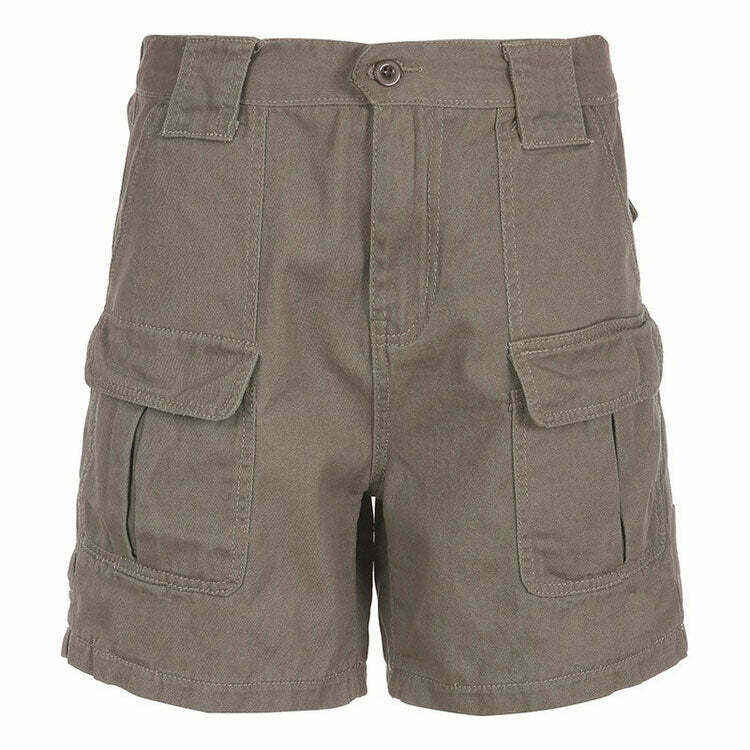 Y2K Fairy Grunge Cargo Shorts - 90s Retro Summer Outfit, Pastel Goth, Hip Hop Fashion