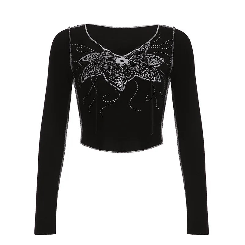 Y2K Fairy Grunge V-Neck Crop Top - 90s Summer Outfits, Retro Y2K Fashion,