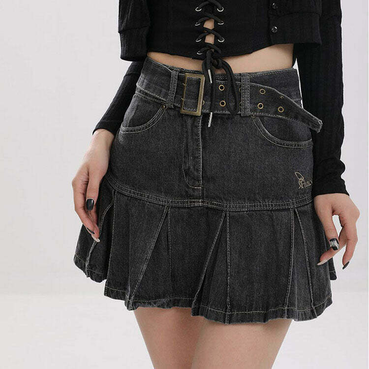 Y2K Fairycore Aesthetic Denim Skirt - 90s Grunge, Retro, Pastel Goth, Summer Y