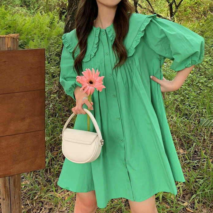 Y2K Fairycore Little Green Dress - 90s Grunge, Retro Summer Outfit, Pastel Goth Style