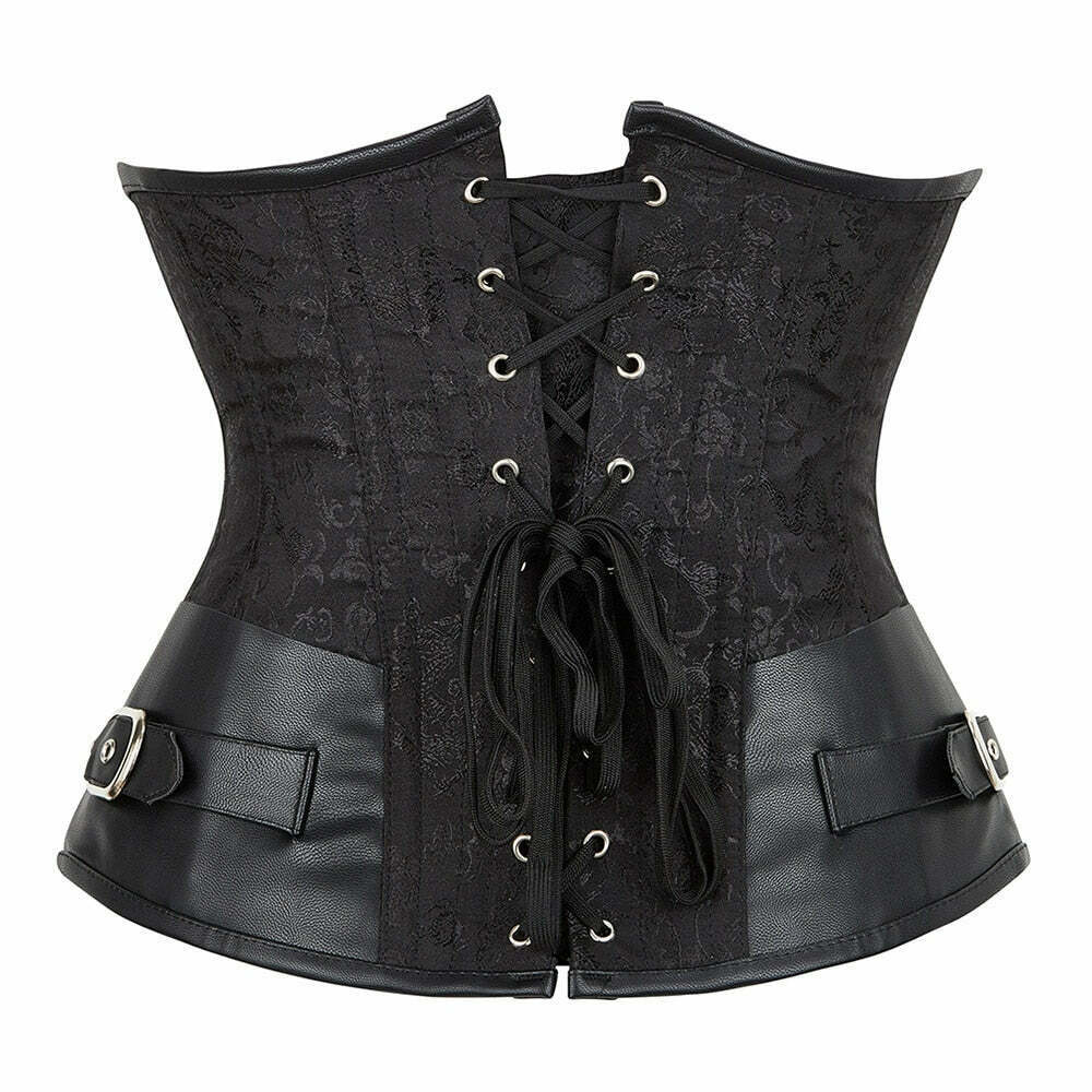 Y2K Faux Leather Vintage Corset - 90s Grunge, Retro, Gothic, Summer Party Outfit