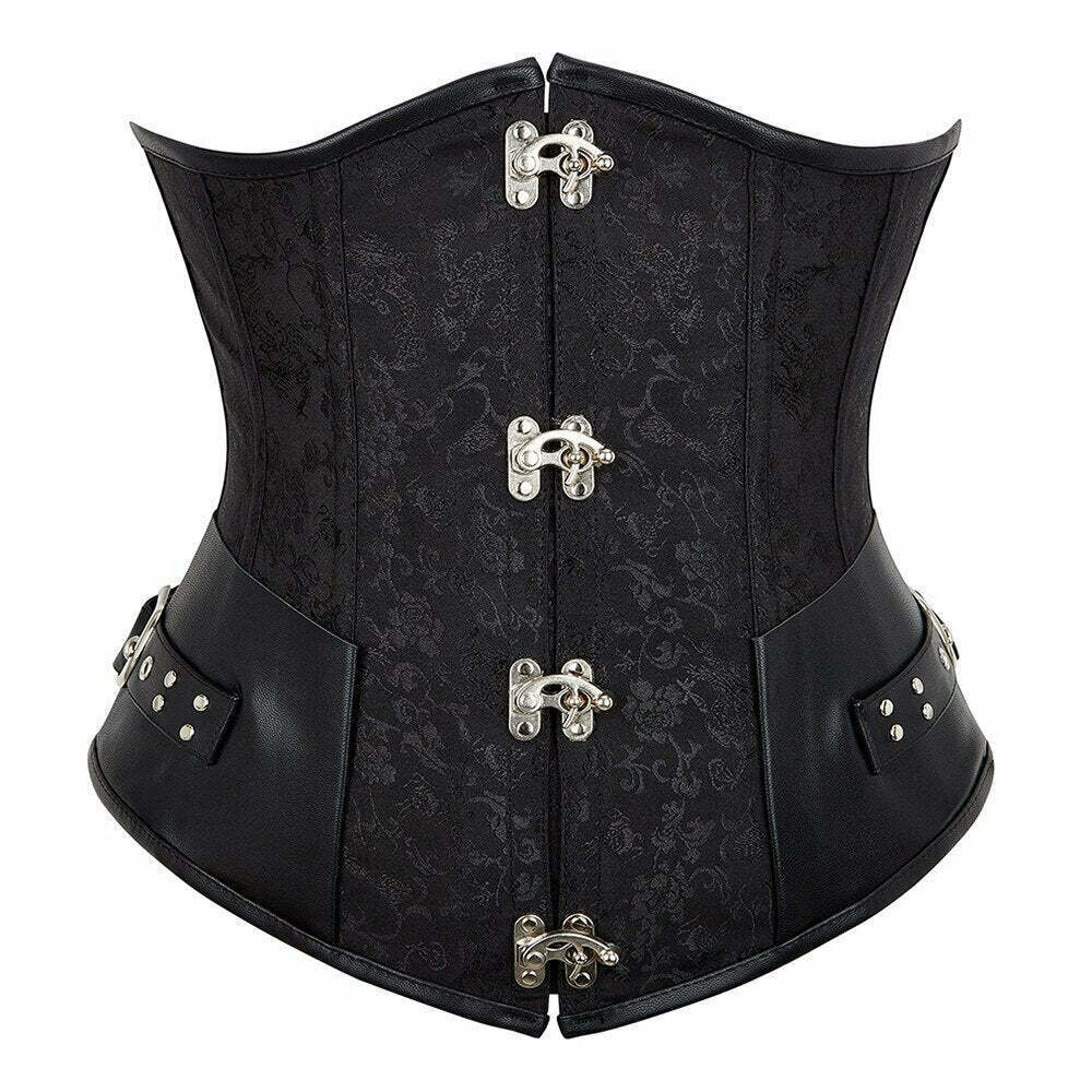 Y2K Faux Leather Vintage Corset - 90s Grunge, Retro, Gothic, Summer Party Outfit