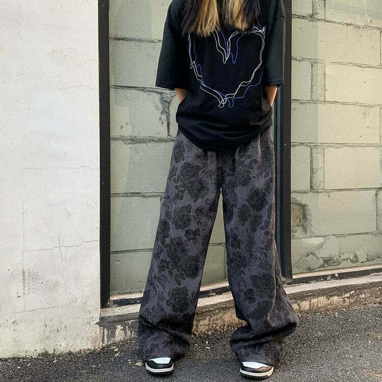 Y2K Floral Cord Pants - Retro 90s Grunge, Summer Outfits, Y2K Fashion Essentials