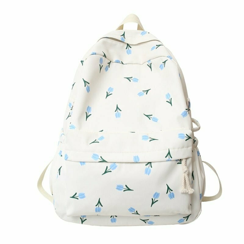 Y2K Floral Print College Backpack - 90s Grunge, Retro Style, Pastel Goth, Y2K Summer