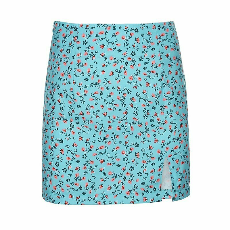 Y2K Floral Print Mini Skirt - 90s Grunge, Retro Summer Outfit, Pastel Goth Style