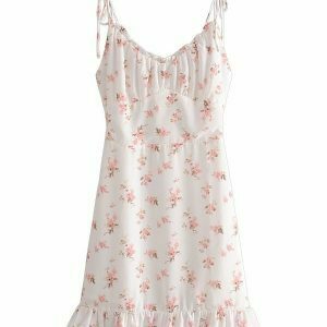 Y2K Floral Print Spaghetti Dress - 90s Summer Grunge Outfit, Retro Y2K Fashion