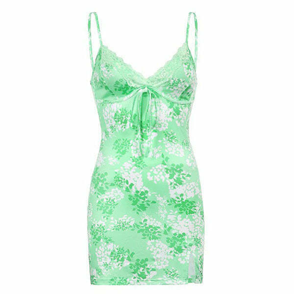 Y2K Floral Slip Dress - 90s Grunge Summer Outfit, Retro Party, Pastel Goth Fashion