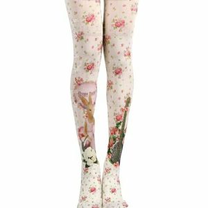 Y2K Floral Tights - Vintage Princess Grunge, 90s Retro, Summer Y2K Outfits