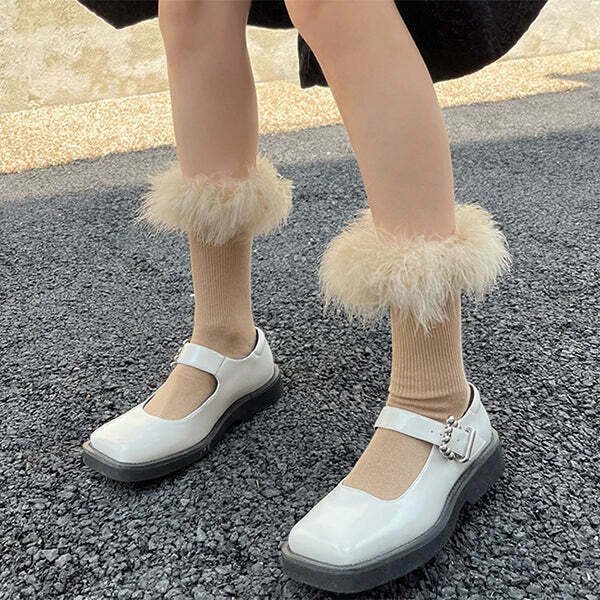 Y2K Fluffy Socks - Retro 90s Grunge, Summer Outfits, and Pastel Goth Fashion