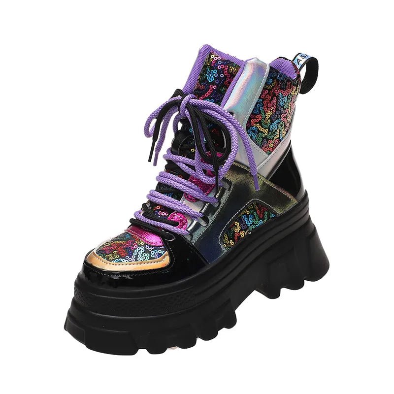 Y2K Glitter Alt Ankle Boots - 90s Grunge, Retro, Pastel Goth, and Summer Y2