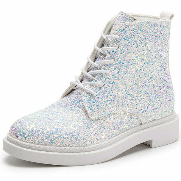 Y2K Glitter Ankle Boots - 90s Grunge, Retro, and Pastel Goth Fashion for Summer Parties