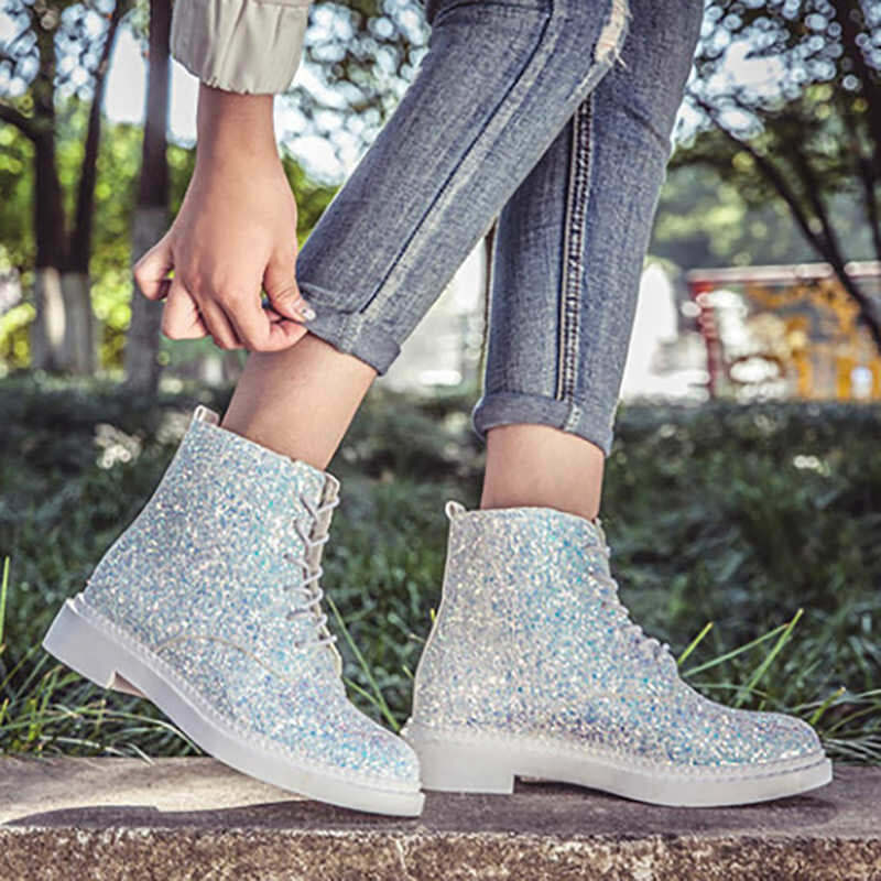 Y2K Glitter Ankle Boots - 90s Grunge, Retro, and Pastel Goth Fashion for Summer Parties