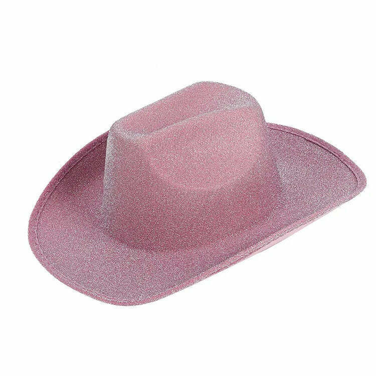 Y2K Glitter Cowgirl Hat - Retro 90s Grunge, Y2K Party, Club, and Summer Out