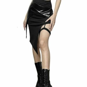 Y2K Goth Dark Mini Skirt - Retro 90s Grunge Fashion, Summer Party & Club Outfit