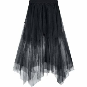 Y2K Goth Mesh Skirt - Retro 90s Grunge Outfit, Perfect for Y2K Summer and Party Looks