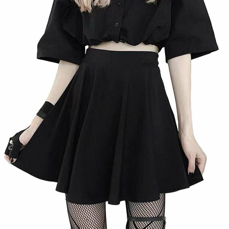 Y2K Gothic Black Skirt - Retro 90s Grunge, Summer Party, Club & Popstar Outfits