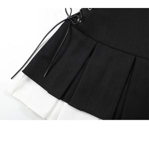 Y2K Gothic Pleated Skirt - Retro 90s Grunge, Summer Outfits, and Party Fashion