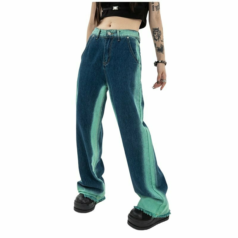 Y2K Gradient Color Jeans - Retro 90s Fashion, Grunge, Summer Outfits, and Popstar Vibes