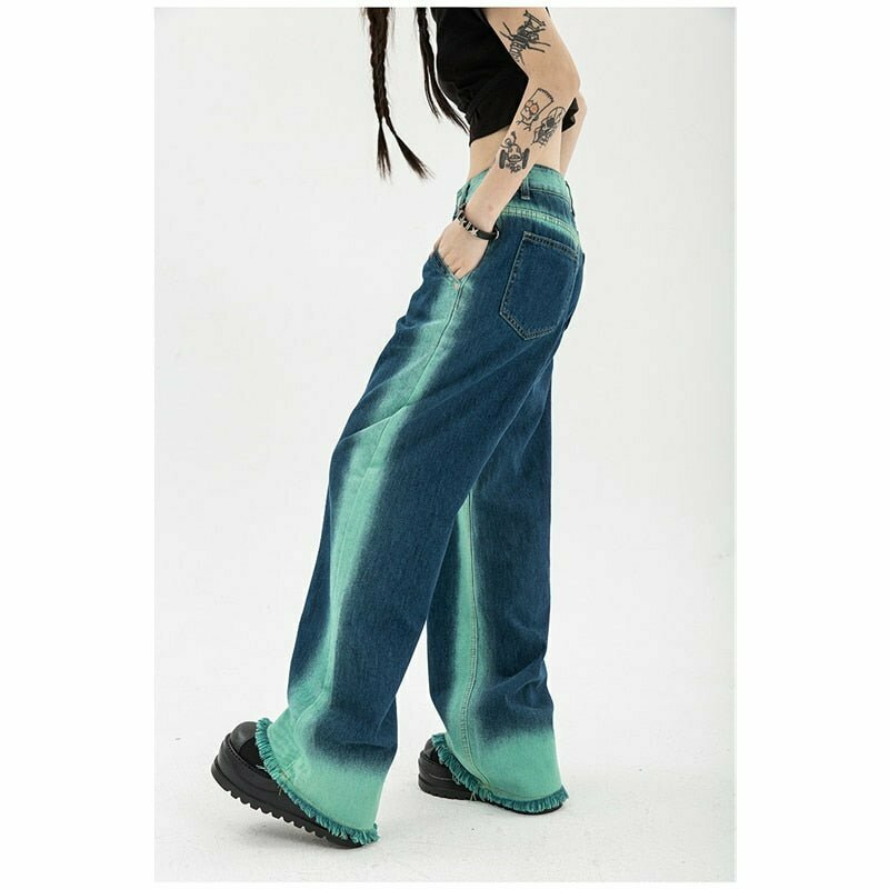 Y2K Gradient Color Jeans - Retro 90s Fashion, Grunge, Summer Outfits, and Popstar Vibes