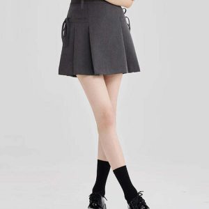 Y2K Grey Mini Skirt - Retro 90s Grunge Summer Outfit, Y2K Party & Club Fashion