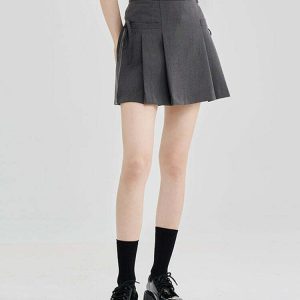 Y2K Grey Mini Skirt - Retro 90s Grunge Summer Outfit, Y2K Party & Club Fashion