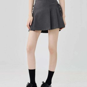 Y2K Grey Mini Skirt - Retro 90s Grunge Summer Outfit, Y2K Party & Club Fashion