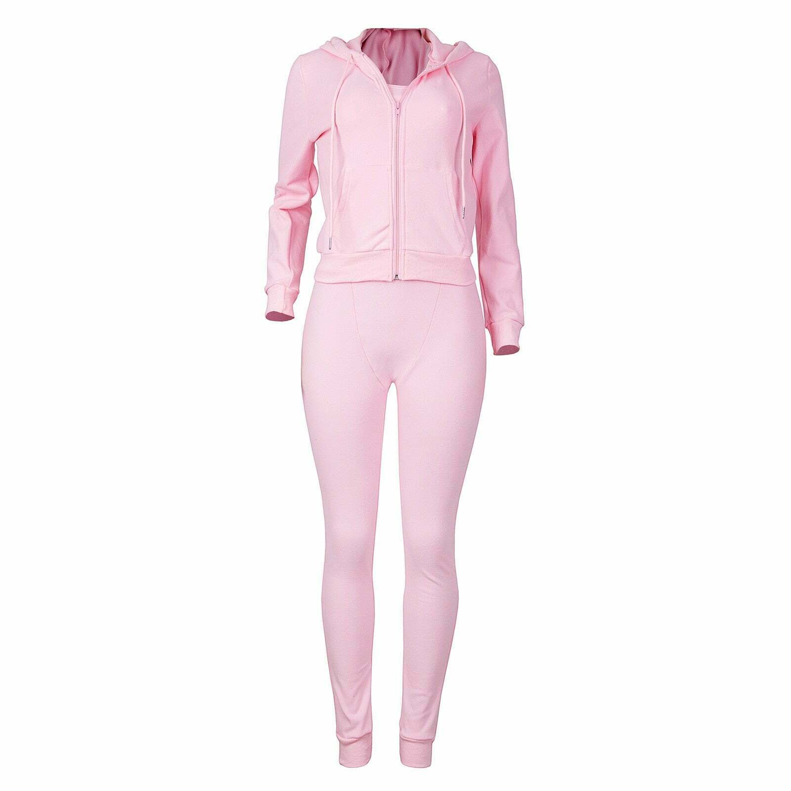 Y2K Grunge 3-Piece Fleece Tracksuit - Retro 90s Summer Outfit, Pastel Goth Style