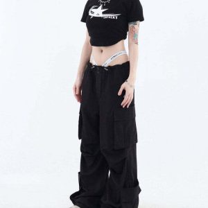 Y2K Grunge Aesthetic Cargo Pants - 90s Retro Summer Outfit, Y2K Club & Party Fashion