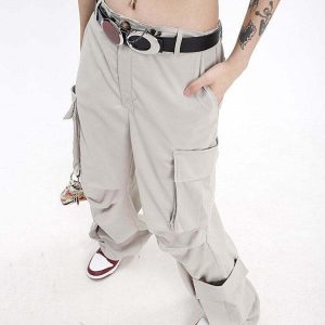 Y2K Grunge Aesthetic Cargo Pants - 90s Retro Summer Outfit, Y2K Club & Party Fashion